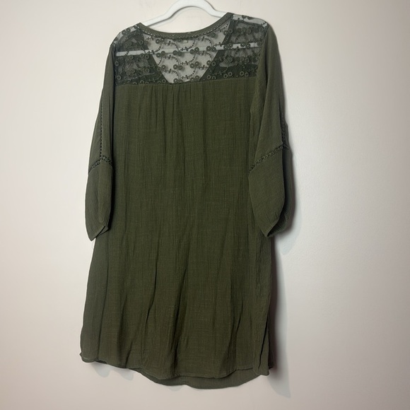 Indigo Rose Dark Army Green Dress with Floral Lace Detail Size 1X - Picture 6 of 6
